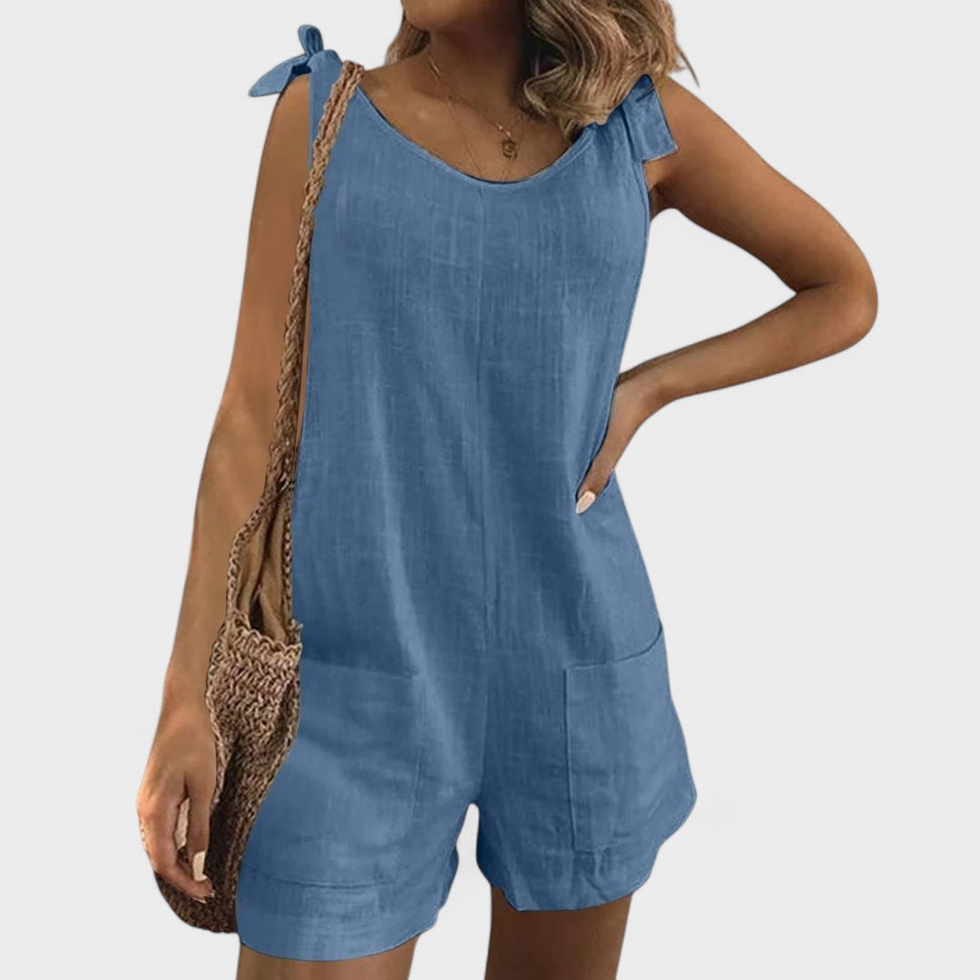 Yolanda | Jumpsuit s ramienkami a mašľou