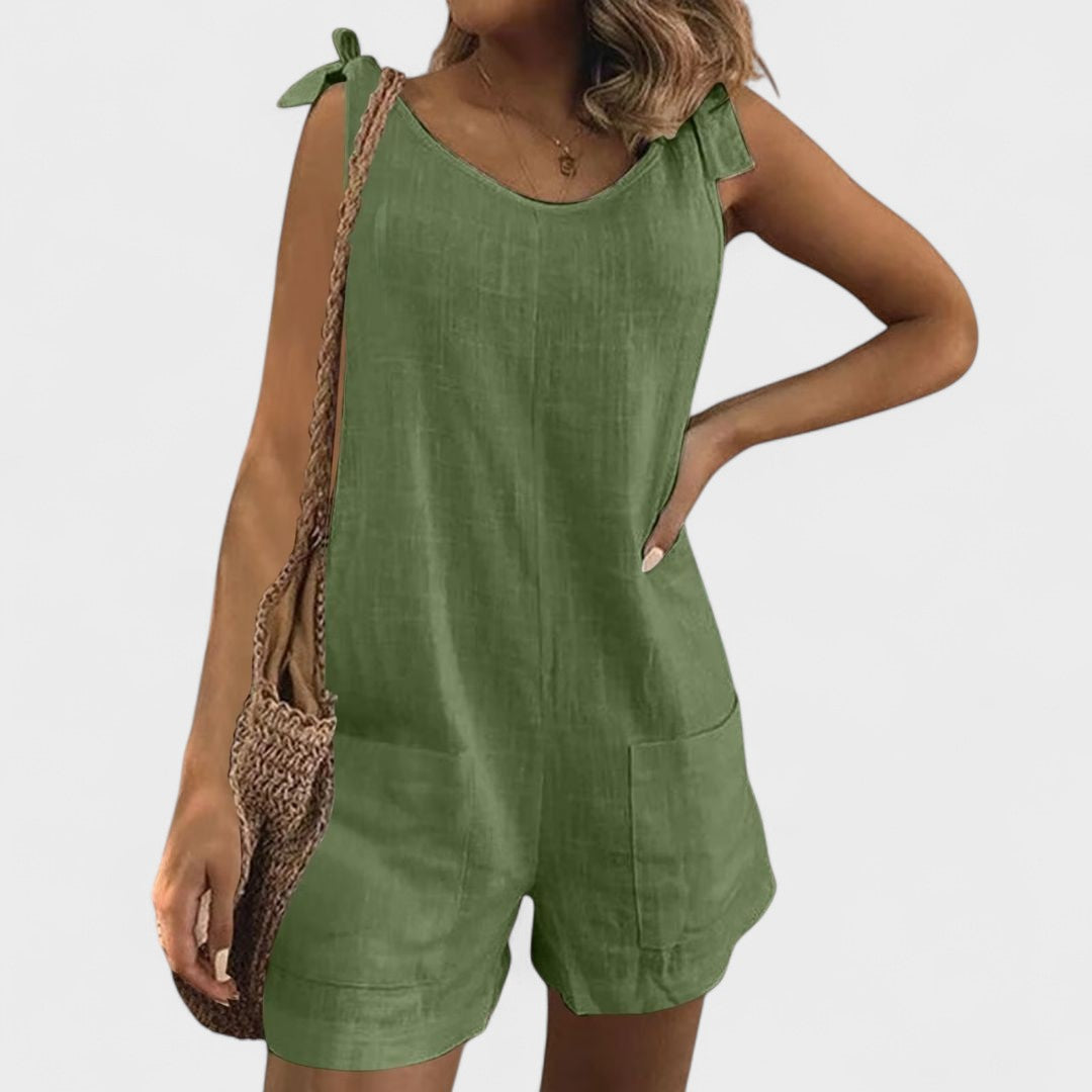Yolanda | Jumpsuit s ramienkami a mašľou