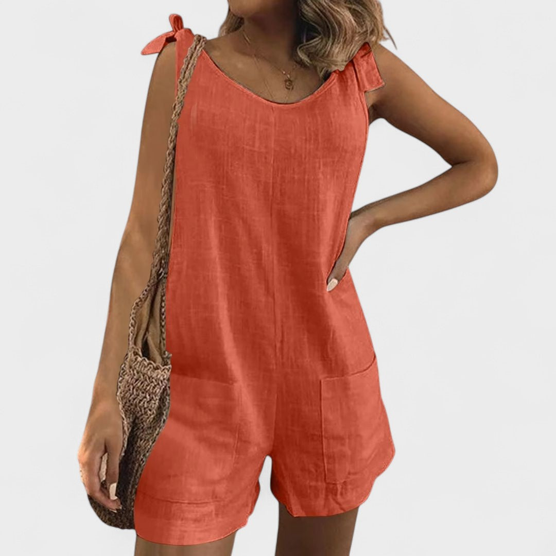 Yolanda | Jumpsuit s ramienkami a mašľou