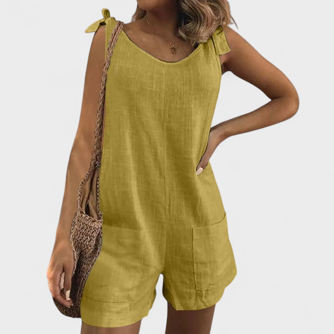 Yolanda | Jumpsuit s ramienkami a mašľou